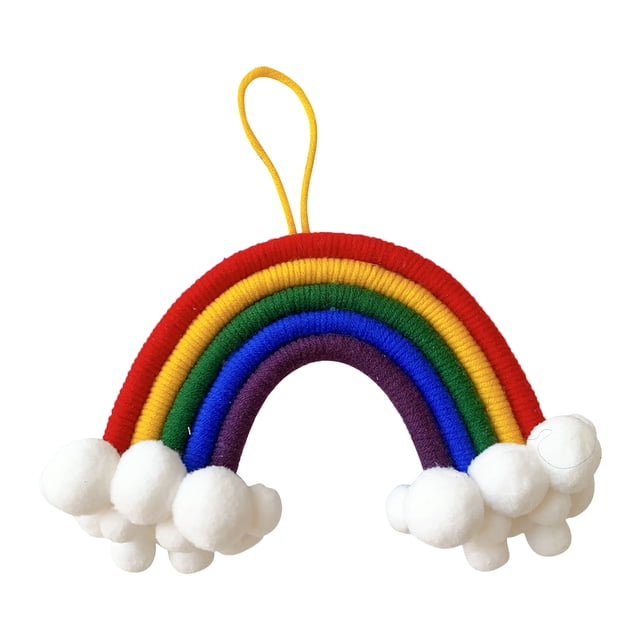 Colgante de decoración de habitación para niños, colgante de decoración de pared de arco iris de nubes tejidas Wmkox8yii fhajkh1027