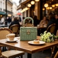 thumbnail image 5 of WWG Woven Paper Box Handbag, Crossbody and Handbag Two Way Carry, Detachable Chain Strap, Turn Lock Closure, Compact Mini Purse, for Summer Travel Beach Shopping, 5 of 6