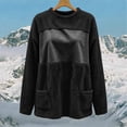 thumbnail image 6 of Ozmmyan Womens Fleece Sweatshirts solid color Loose Crew neck mid length Sweat Shirts autumn and winter casual large pocket style, 6 of 6