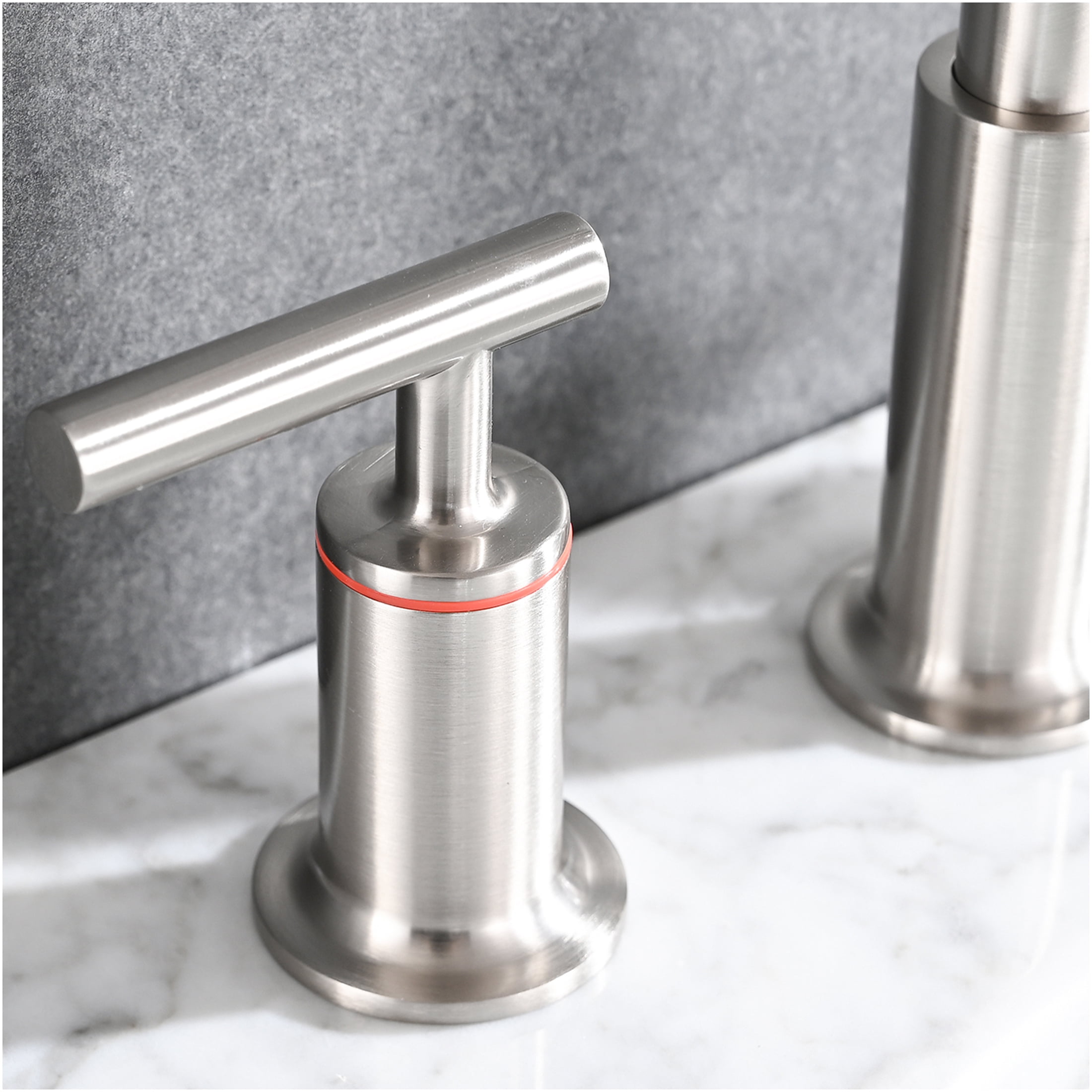 JERFIT 8 inch Widespread Bathroom Sink Faucet with Drain, Brushed Nickel Finish, High Arc Spout, Lever Handles, Solid Brass Construction