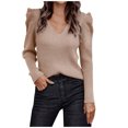 thumbnail image 2 of BONIXOOM Womens Sweaters Relaxed Fit Sweater Pullover Vacation V-Neck Sweaters For Teen Girls Khaki L(US:8), 2 of 7