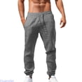 thumbnail image 2 of Huanglei Mens Drawstring Waist Pants ,Elastic Solid Cotton Men's Color Pants Loose Casual (Gray ,Medium), 2 of 6