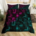 thumbnail image 2 of Manfei Female Men Women Minimalist Plaid Buffalo 3pcs Duvet Cover King,Geometric Grid Ultra Soft Bedding King Size,Neon Gradient Microfiber Comforter Cover King(No Comforter), 2 of 6