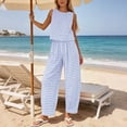 thumbnail image 4 of DYTTDG Women's Gingham Print 2-Piece Outfit | Sleeveless Round Neck Top & Elastic Waist Wide Leg Pants Set with Pockets, Casual Lounge Set, 4 of 7