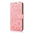 thumbnail image 1 of TOP SHE PU Leather Embossed Three Cards Folding Folio Case with Cards Holder Pocket Lanyard Anti-Scratch Shockproof Bumper Cover Case For iPhone 11  6.1",Rosegold, 1 of 7