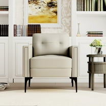 AC Pacific Jeff Contemporary Polyurethane Leather Arm Chair, Beige