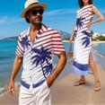 thumbnail image 2 of Yuyamidu His and Hers Matching Outfits Patriotic Dress for Women Casual American Flag Shirts for Men Button Down Short Sleeve Shirt Long Maxi Dress Palm Tree Men's M, 2 of 7
