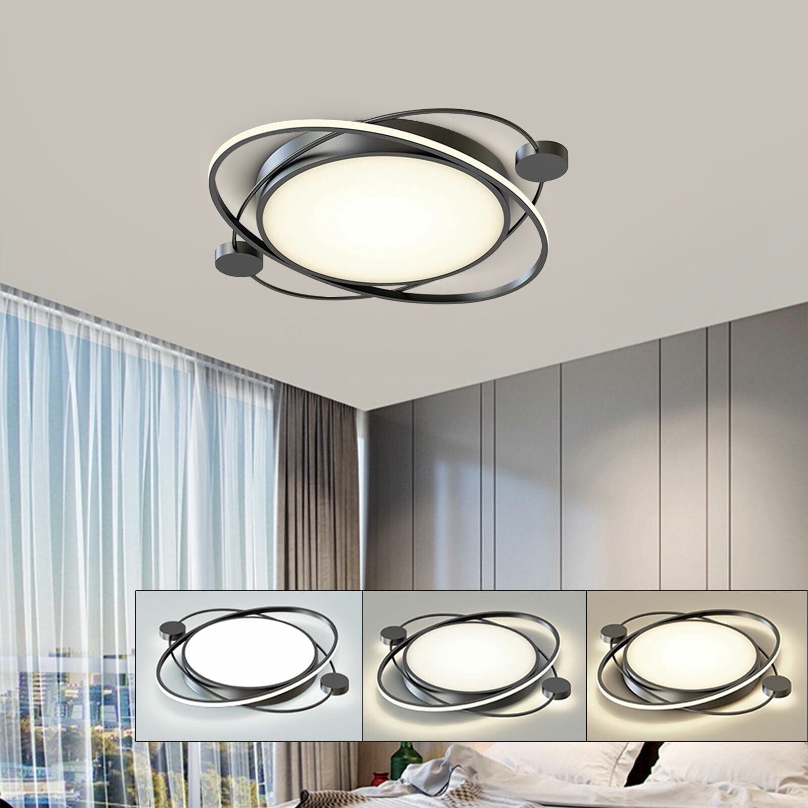 Remote Control Modern LED Ceiling Light Fixture Flush Mount Dimmable Pendant Lamp 28W
