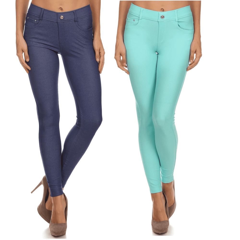 Simlu - Long Jeggings for Women Skinny Stretch Fitted Pull On Jeggings ...