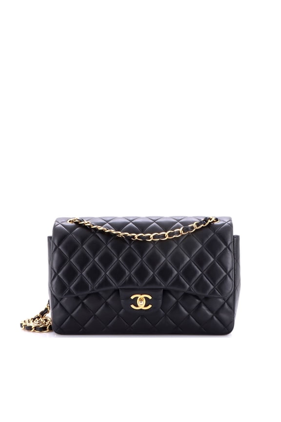 Pre-Owned Classic Double Flap Bag Quilted Lambskin Jumbo By Rebag