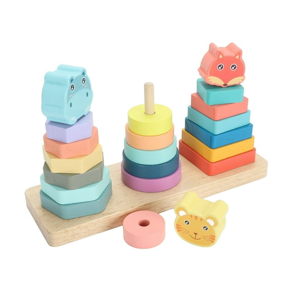 Wooden Sorting Stacking Toy, Educational Wood Blocks Sorting Stacking Toy Improve Logical Thinking Animal Shape Density Board  For Preschool