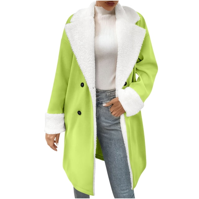 RXMEKW Casual Jacket for Women Winter Long Sleeve Solid Color Lapel Coat Windproof Polyester Outerwear for Fall and Cold Weather