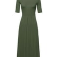 thumbnail image 3 of FashionOutfit Women's Solid Scoop Neck High Waist 3/4 Sleeves Maxi Dress, 3 of 3