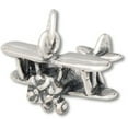 thumbnail image 1 of Sterling Silver 16" Unisex 1.5mm Box Chain 3D Two Seater Biplane Airplane Pendant Necklace, 1 of 2