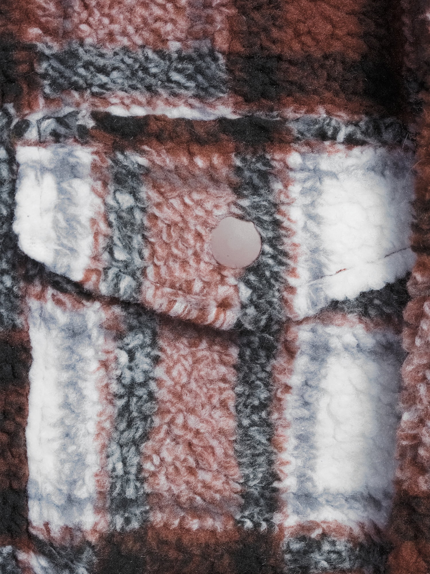 No Boundaries Men's and Big Men's Button-up Faux Sherpa Jacket, Sizes XS-3XL