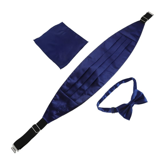 LOLIPPYY 1Set Navy Tuxedo Cummerbund and Pocket Square Set Polyester for Elegant Formal Occasions