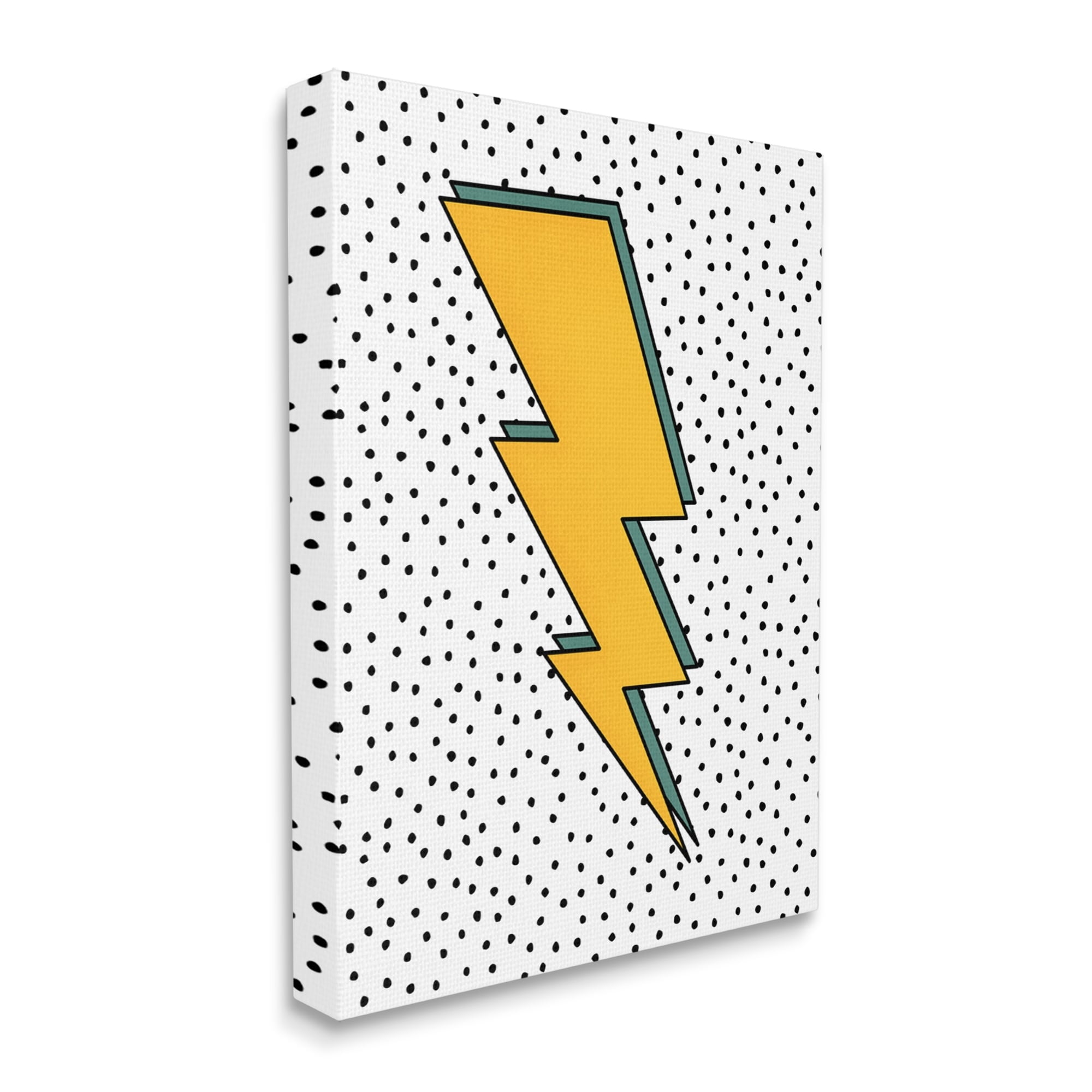 Stupell Industries Thunderbolt Comic Book Symbol Polka Dot Background,24 x 30, Design by JJ Design House LLC