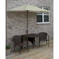 thumbnail image 2 of Blue Star Group Terrace Mates Genevieve All-Weather Wicker Java Color Table Set w/ 7.5'-Wide OFF-THE-WALL BRELLA - Antique Beige Sunbrella Canopy, 2 of 7