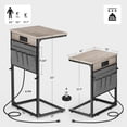 thumbnail image 3 of C Shaped End Table with Charging Station, 33"Tall Couch Side Table , Adjustable Height Small Couch Side Table for Small Spaces, Slide Under Sofa Table TV Tray with Metal Frame for Living Room, 3 of 17