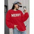 thumbnail image 2 of VILOVE Merry Christmas Sweatshirts for Women Merry Letter Print Long Sleeve Oversized Pullover Tops Red, 2 of 6