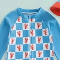 thumbnail image 6 of NIEWTR Toddler Infant Swimsuit One Piece Zipper Soft Baby Bathing Suit with a Hat(Blue,12-18 Months), 6 of 6