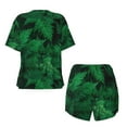 thumbnail image 5 of Naloa Green Leave Fern Women's Short-Sleeved Pajama Set, Loungewear, Summer pajamas, Breathable Cozy - XX-Large, 5 of 9