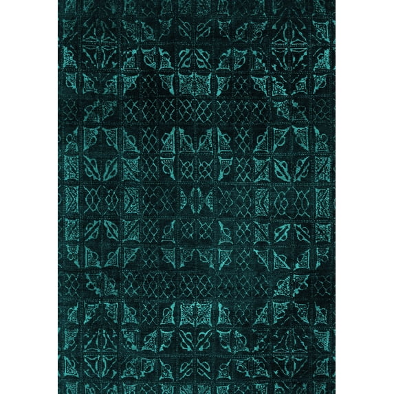 Ahgly Company Indoor Rectangle Abstract Turquoise Blue Modern Area Rugs, 5' x 8'