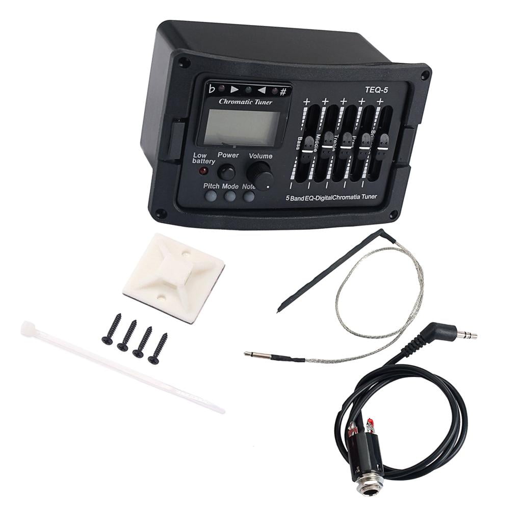 LeeQinersw 5 Bands Acoustic Guitar Preamp EQ LCD Tuner Piezo Pickup Equalizer System Parts
