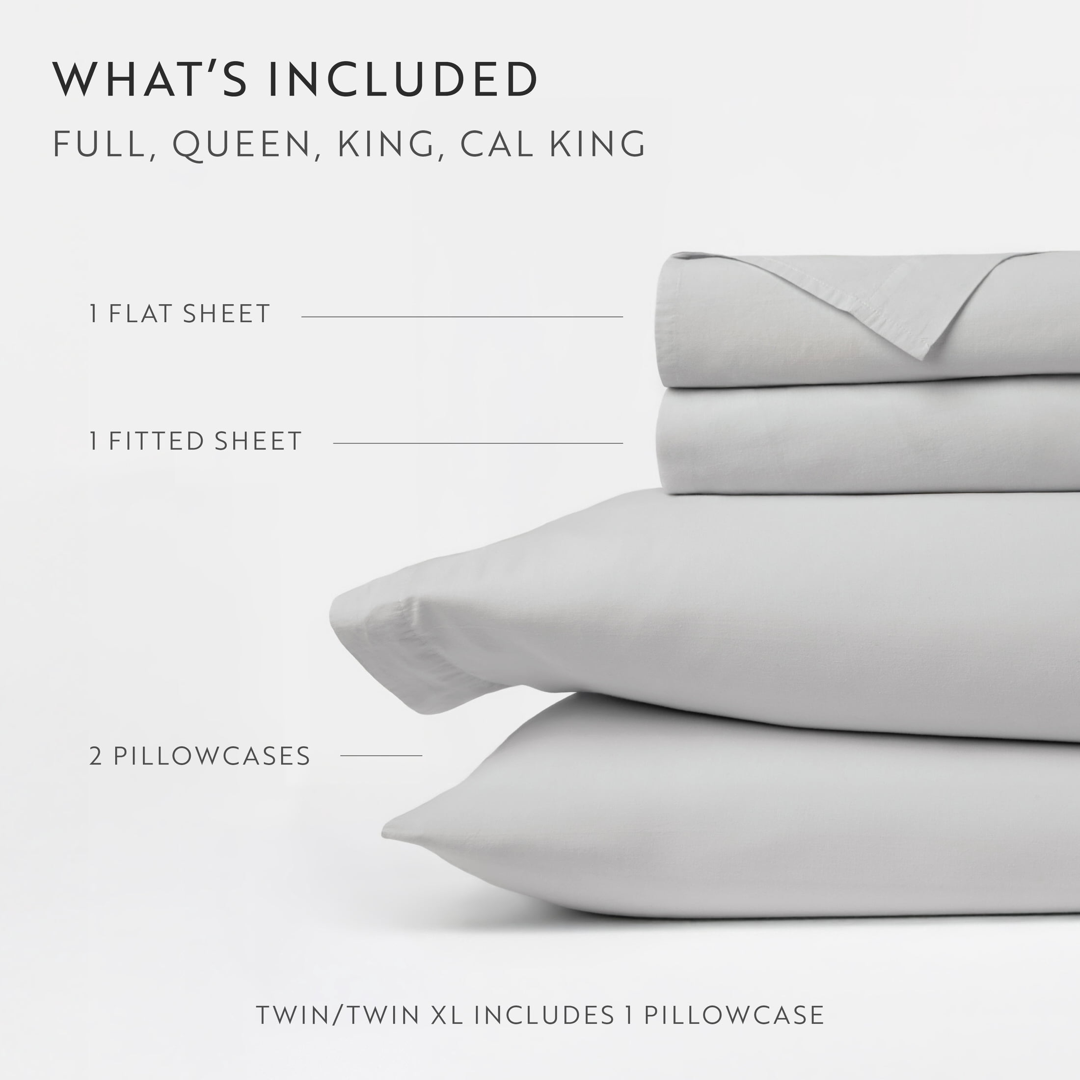 Noble Linens 4 Piece 100% Cotton Percale Sheet Set in Light Gray, Queen