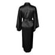 thumbnail image 4 of Gibobby Bata de seda para mujer Albornoz tipo kimono de satén Albornoz largo de boda para dama de honor con ribete de encaje(Negro,M), 4 of 4