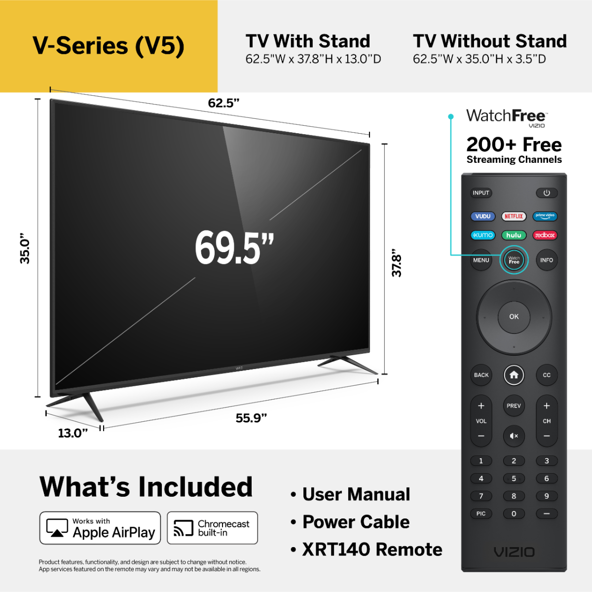 VIZIO 70" Class 4K UHD LED SmartCast Smart TV HDR V-Series V705-H - image 5 of 30