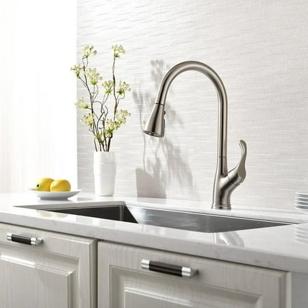 Kitchen faucet pull out spray single handle high arc stainless steel brushed nickel kitchen sink faucets with pull out sprayer sliver