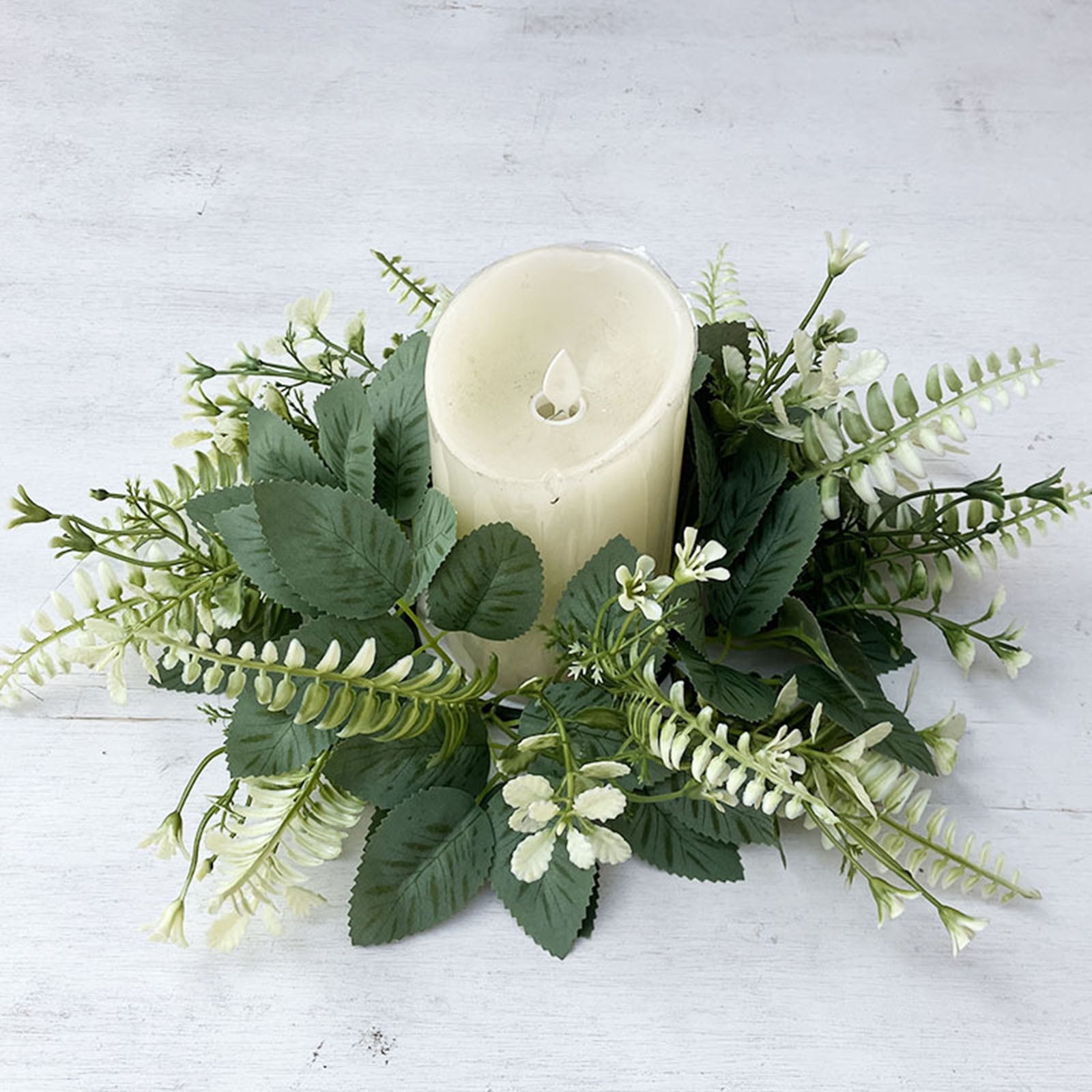 6PCS Eucalyptus Candle Ring - Artificial Greenery Wreath for Pillar Holders - Spring Wedding Centerpiece, Party Table Decor & Elegant Home Decoration in Green