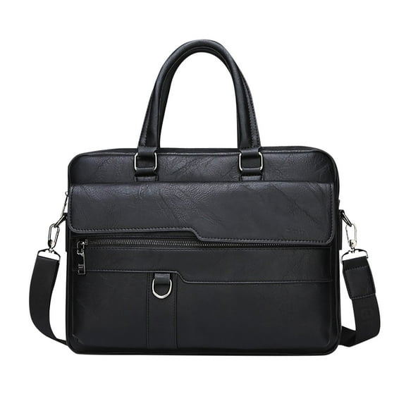 Faraee Mens Messenger Bag Vintage 15.6 Inch Leather Laptop Briefcase Large Satchel Shoulder Bag Black