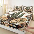 thumbnail image 3 of Homewish Western Botanical Cactus Twin Sheet Sets 3pcs for Teens Boys Girls,Bohemian Tribal Aztec Twin Fitted Sheet Microfiber,Retro Vintage Breathable Flat Sheet,Luxury Bedroom Decor, 3 of 7