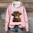 thumbnail image 2 of Telankuip Christmas-Dressed Highland Cow Hoodies 2025 Fashion Womens Soft Comfort Cute Graphic Pullover Sweatshirts Fall Long Sleeve Hooded Tops Casual Stylish Winter Clothes Pink XXXL, 2 of 3