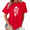 Red, variant on UNISHE Women's Stacked Skulls Graphic Short Sleeve T-Shirt Crewneck Black Floral Art Tee