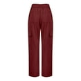 thumbnail image 3 of XFLWAM Women's Wide Leg Cargo Pants Elastic Waist Lightweight Casual Pants Y2K Baggy Trousers with Pockets Wine Red L, 3 of 5