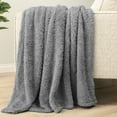 thumbnail image 5 of PAVILIA Sherpa Throw Blanket For Couch Sofa, Grey Fluffy Warm Plush Blanket for Bed, Cozy Super Soft Lightweight Throw, Fuzzy Decorative Blanket, All Season Home, 50x60, 5 of 9