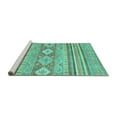 thumbnail image 2 of Ahgly Company Machine Washable Indoor Square Abstract Turquoise Blue Modern Area Rugs, 7' Square, 2 of 4