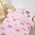 thumbnail image 3 of spefrowx Kawaii Pink Bow Gingham Twin Duvet Cover for Girls, Pink Checkered Dot Twin Bedding, Pink Reversible, 2pcs, 1 Duvet Cover and 1 Pillowcase, 3 of 6