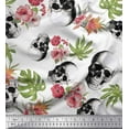 thumbnail image 1 of Soimoi Rayon Fabric Monstera Leaves,Floral & Horror Skull Halloween Printed Craft Fabric by The Yard 42 Inch Wide, 1 of 1