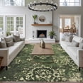 thumbnail image 3 of Green Light Yellow Boho Area Rugs 5x7 ft Ethnic Oriental Floral Vintage Retro Washable Rug Non Slip Indoor Carpet Absorbent Floor Mat for Living Room Bedroom Dining Room, 3 of 9
