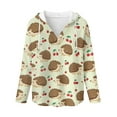 thumbnail image 5 of DISNIMO Hedgehog Cherry Printed Sweatshirts for Women Long Sleeve Hoodies Waffle Pullover Tops Lightweight Shirt for Fall Winter, XL, 5 of 7