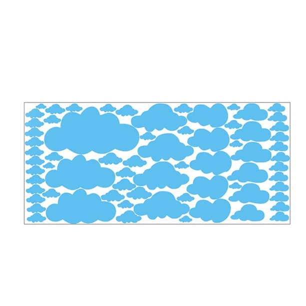 68Pcs Stickers Muraux Tailles Amovible PVC Maison Décalcomanies Nuages  Papier Peint Mixtes Tailles Art Autocollant Fonds d'Écran Chambres  d'Enfants Fond de Fenêtre Accessoires Bleu 