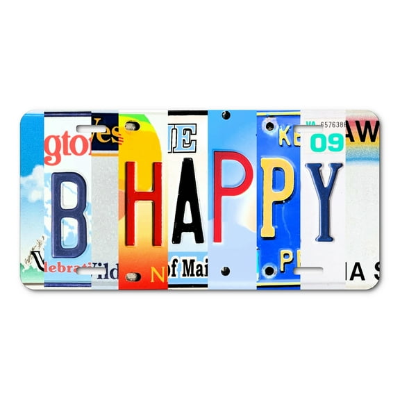 Be Happy License Plate – Inspirational Car Tag – Vintage Style Positivity Auto Decor – Motivational Gift for Car, Truck, or Wall Display