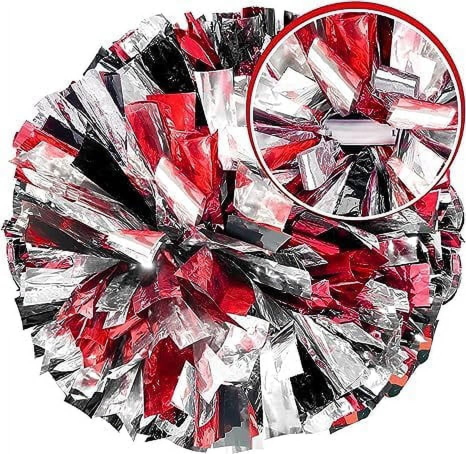 Metallic Cheerleading Pom Poms, 6Pcs Cheerleaders Cheer Pom Poms with Baton Handle, Cheering Squad Hand Flower
