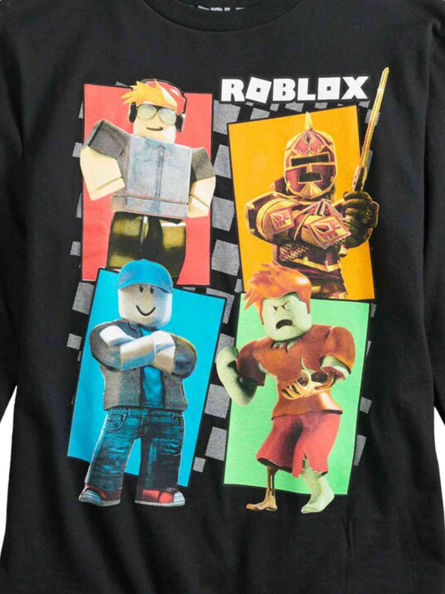 Boys Black Roblox Multi Character Long Sleeve T Shirt Tee Walmart Com Walmart Com - roblox t shirt walmart