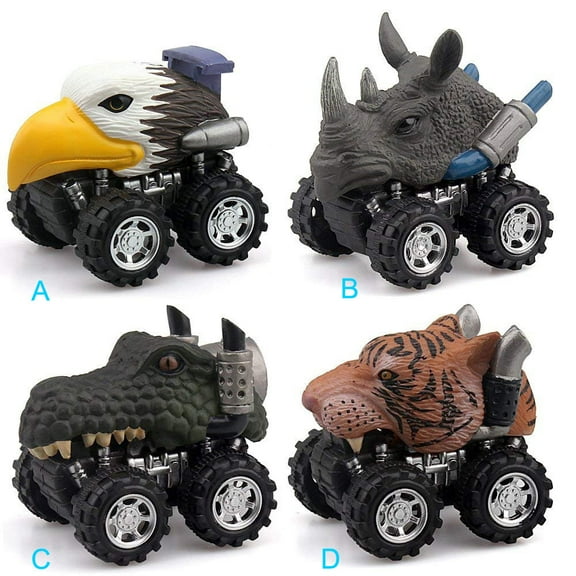 Pull Back Dinosaur Toy Car - Mini Walking Dino Model with Soft Plastic Safe for Kids, Cool Gift for Children's Day (7x5x6cm)