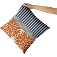 thumbnail image 2 of Orange Navy Blue Pillow Covers 18x18 Set of 2 Gray Dahlia Decorative Striped Throw Pillows Modern Geometry Flower Decorative Pillowcase Square Cotton Cushion Case Decor for Home Sofa Couch Bed, 2 of 6
